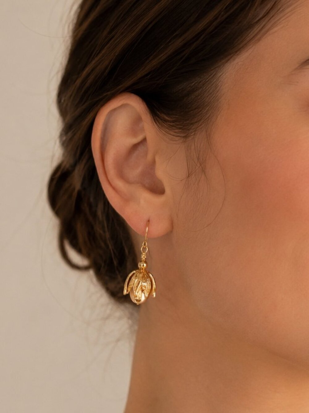 Handmade Gold Floral Drop Earrings Austrian Crystal Pearls